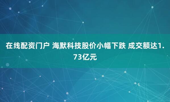 在线配资门户 海默科技股价小幅下跌 成交额达1.73亿元